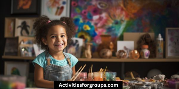 group art project in a kindergarten classroom